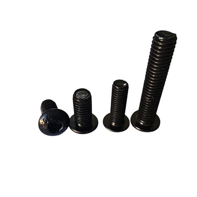 Parafusos de tampa hexadecimal de aço carbono escurecido, com fio completo e cabeça redonda plana