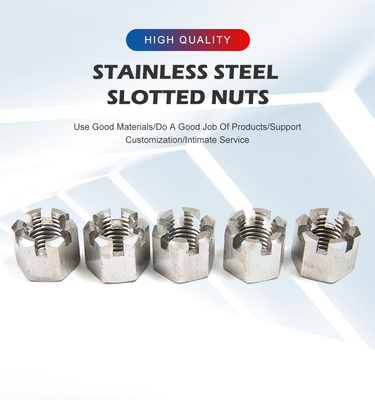 2024 Direct Custom M4 M6 M8 aço inoxidável Hex Slotted Nuts Outra ligação de acabamento