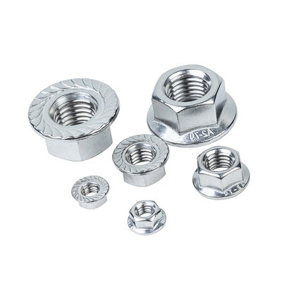 Nozes de flange hexagonais de aço inoxidável e sistema de medição imperial da Cup Nut's.