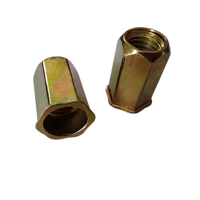 Metric Yellow Zinc-Plated Carbon Steel Full Hex Threaded Open Rivet Nut Durável