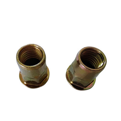 Nozes de rivet aberto semihex com revestimento de zinco amarelo para chapas finas de aço carbono