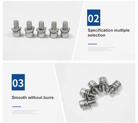 Parafusos combinados de cabeça de tomada hexagonal cilíndrica de aço inoxidável com controlo a 100%