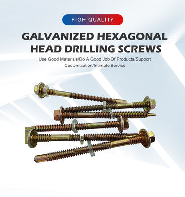 Parafusos de telhado galvanizados para ligação de alta resistência em desempenho métrico