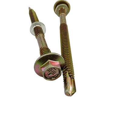 Parafuso de auto-perfuração hexagonal Hex Head com lavadora de borracha 2024 Metal Finish ZINC PLATED