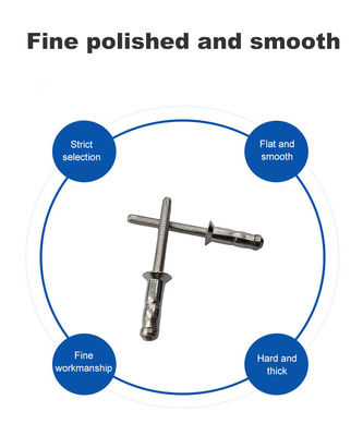 Rebites estruturais de aço inoxidável cabeça de cúpula de rebites cega cabeça plana com acabamento não revestido