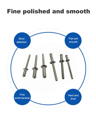 Cabeça plana Cabeça redonda Duplo tambor Rivets Cegos Aço inoxidável 304 acabamento plano Diâmetro métrico 3,2 mm/4 mm/4,8 mm