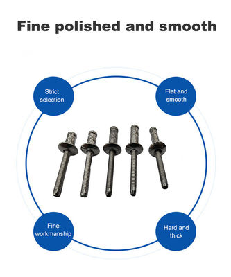Aço inoxidável revestimento de plástico cego Multigrip Rivets acabamento brilhante inspeção de gama de controle
