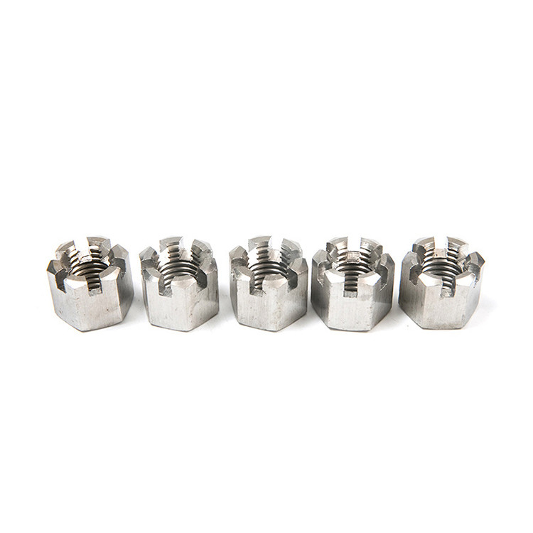 2024 Direct Custom M4 M6 M8 aço inoxidável Hex Slotted Nuts Outra ligação de acabamento
