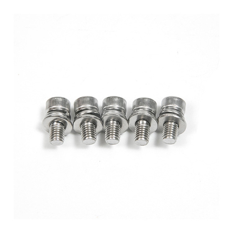 M6 Ferro inoxidável DIN912 Standard Hexagon Socket Head Screw com mola e lavadora
