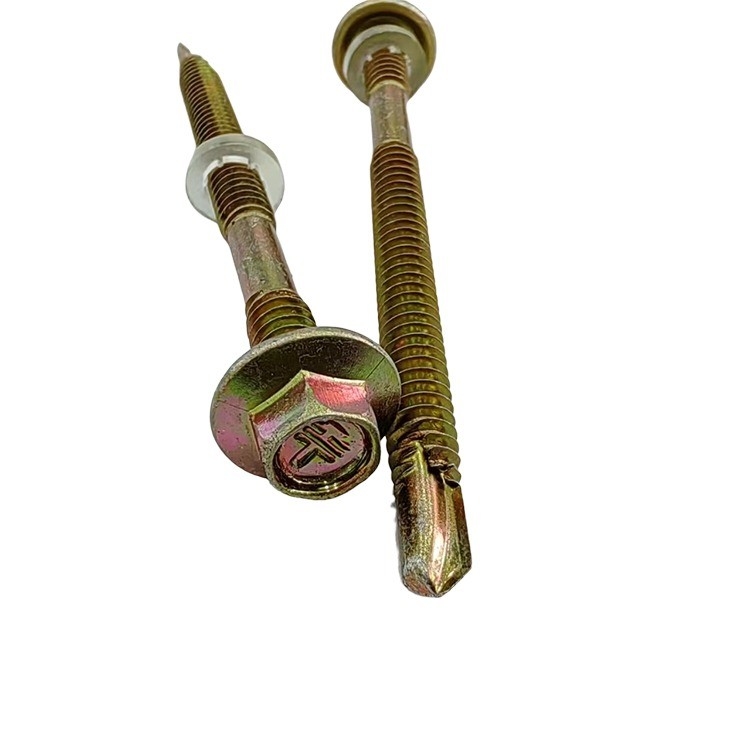 GB Pan Head 2024 Ferramentas de fixação hexadecimal parafusos com lavadora de borracha Galvanizado amarelo pregos de telhado