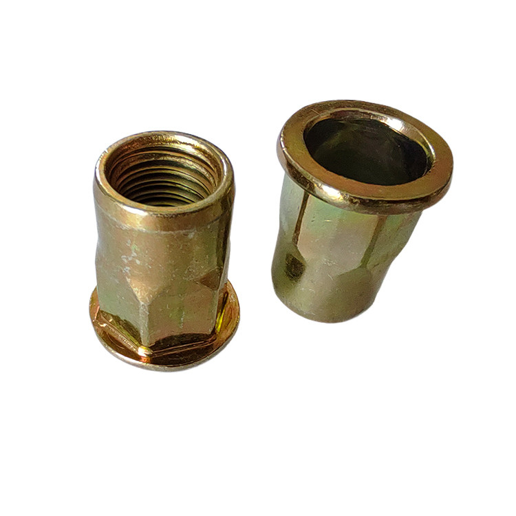 Nozes de rivet aberto semihex em aço carbono revestido de zinco amarelo para sistema de medição métrico